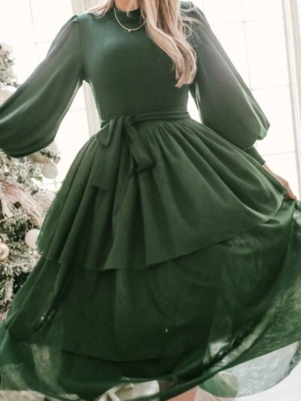 Dark Green Ivy City Co. Long Sleeve Dress